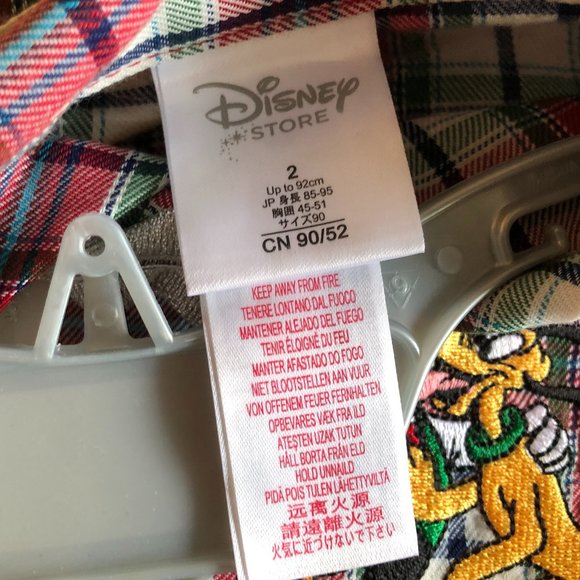 Brand New Disney Christmas Plaid 2-Piece Pajamas PJs with Mickey & Pluto - Picture 4 of 5